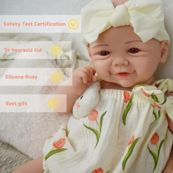 16.5 inch Realistic Full Body Silicone Open Eyes Newborn Leilani-ivory Baby Girl - Picture 3 of 6